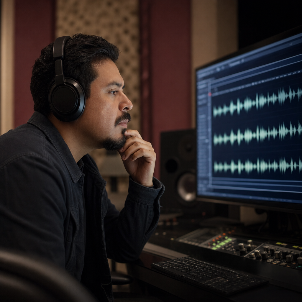 Localization specialist reviewing audio